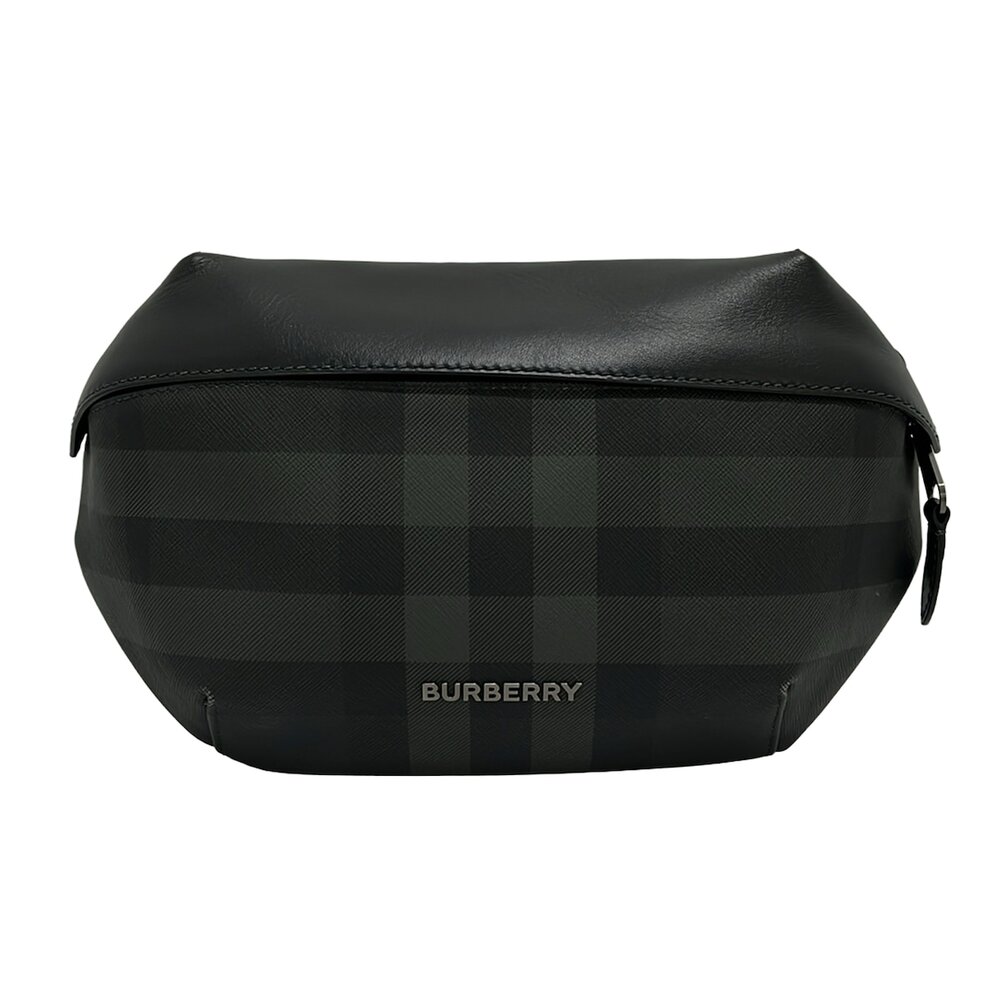 Burberry LONDON ENGLAND Bum Bag Black Dark Gray PVC Leather